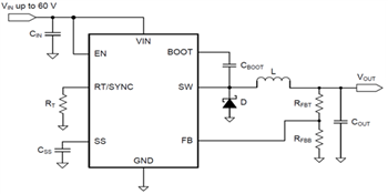 Schaltplan - Texas Instruments LMR16030 SIMPLE SWITCHER® Abwärtswandler